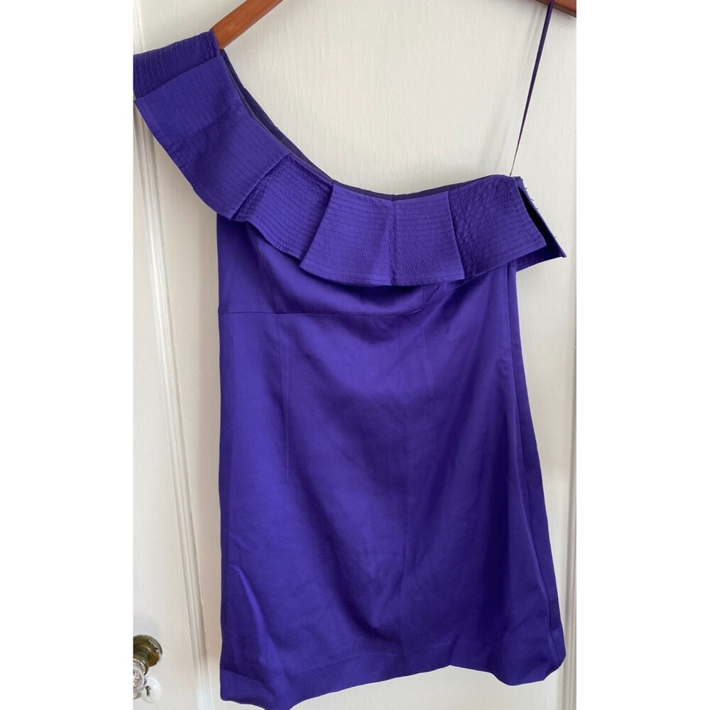 Trina Turk Off The Shoulder Eden Ruffle Short Purple Dress Size 4
